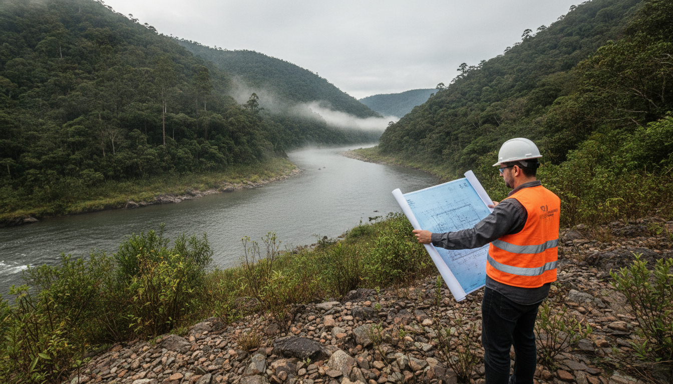 Vale do Rio Canoas, na Serra Catarinense, onde será construída a nova Pequena Central Hidrelétrica da Celesc. Imagem ilustrativa gerada por inteligência artificial | Space SC